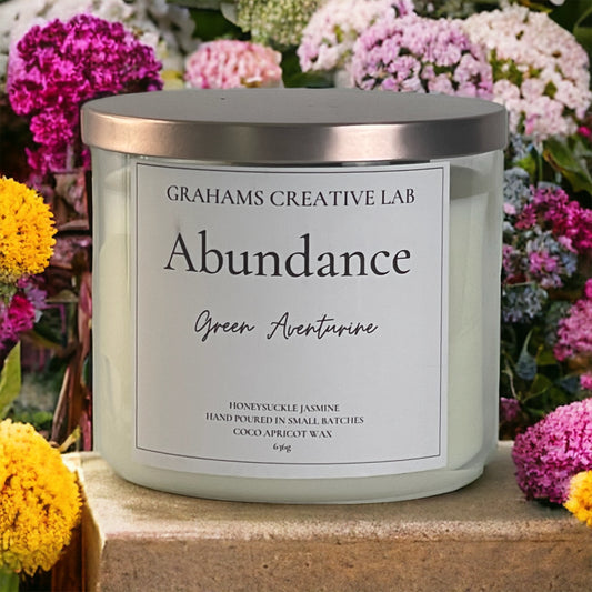 Abundance Candle - Green Aventurine crystal infused