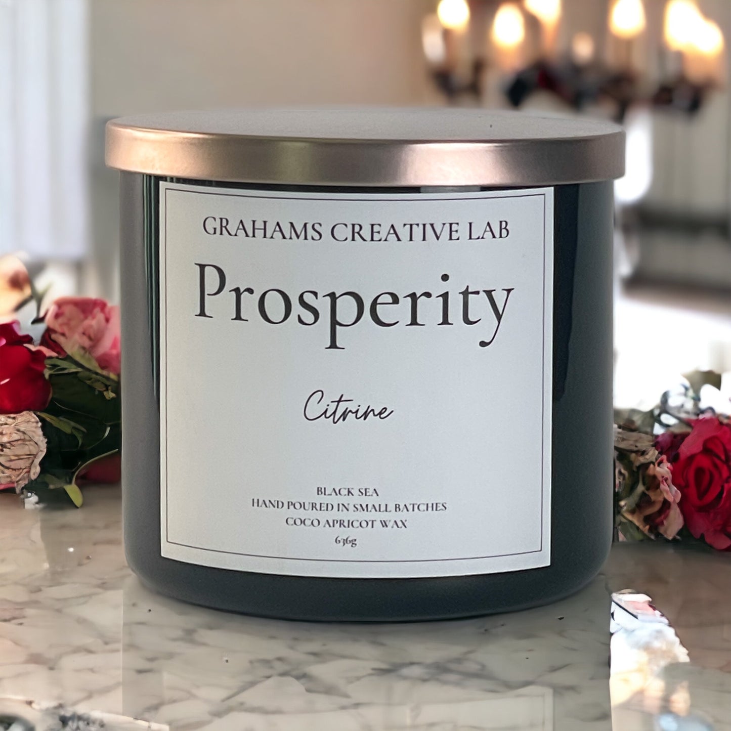 Prosperity Candle - Citrine crystal infused